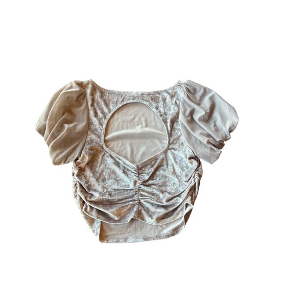 Free People Intimately ‘Midnight Mood Velvet Crop’ Puff Sleeve With Open Back - Picture 4 of 8